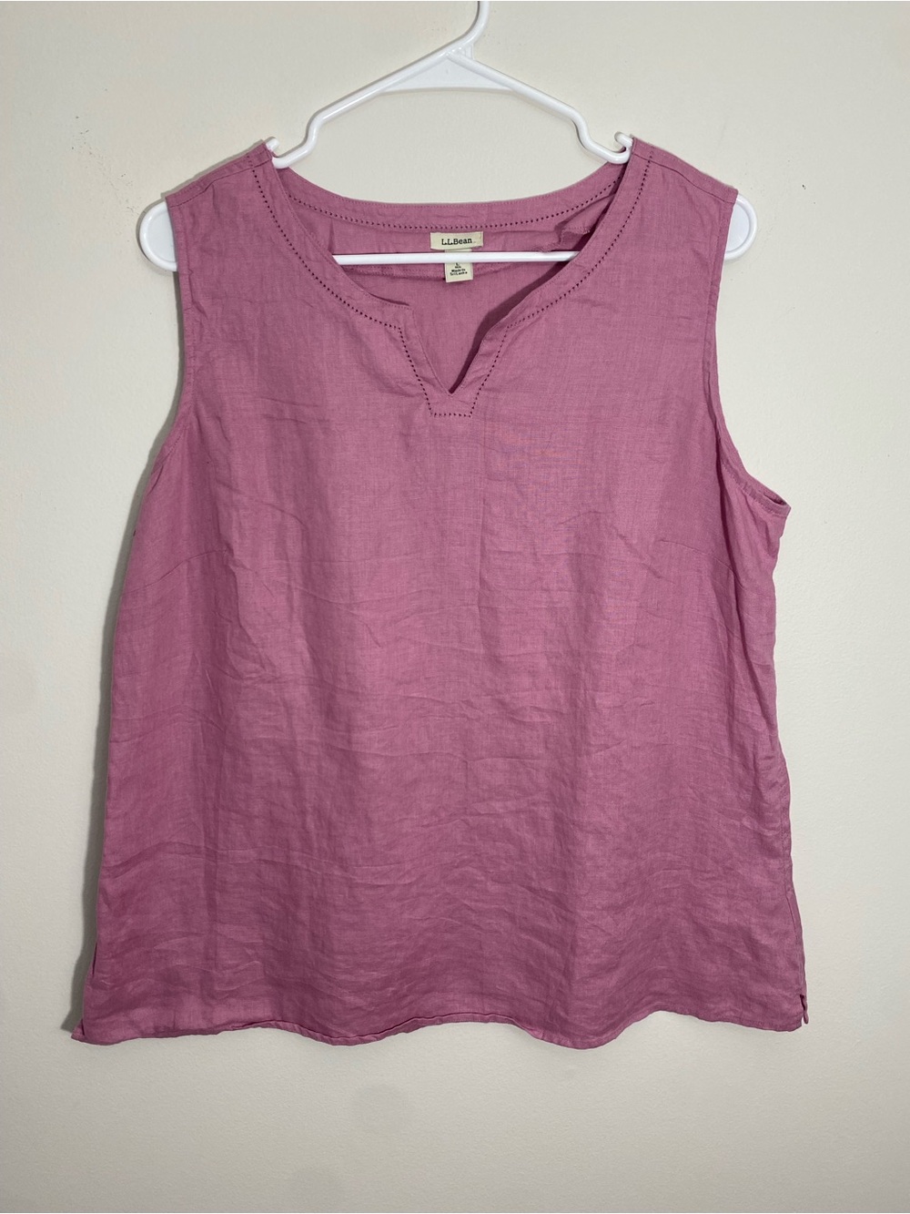 L.L. Bean Sleeveless Linen Tank in Mauve Pink Large